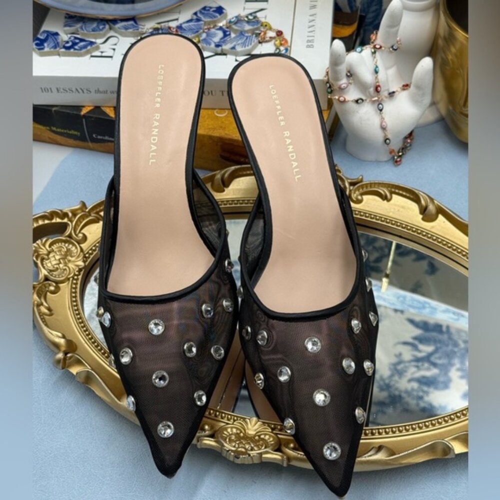🆕 LOEFFLER RANDALL 🧿 NWOT Paloma Mesh Mid-Heel Mules, Black/Clear, Sz 9 - Picture 16 of 16